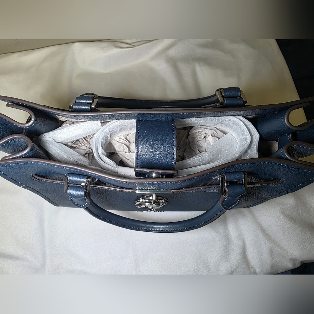 Michael Kors Leather Hamilton Medium Satchel & Crossbody- Navy  NWT Retails $558 - Picture 10 of 11